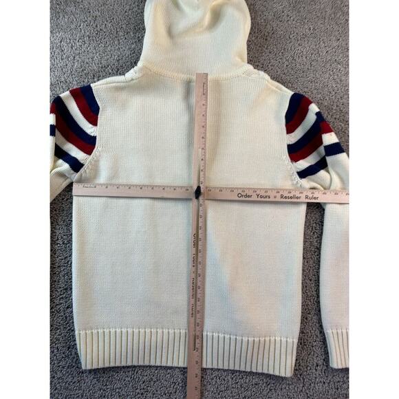 VINTAGE Catalina Hoodie Mens Medium Ivovy Beige Hooded Full Zip Knit FLAW - Picture 8 of 12